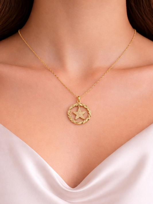 GOLDEN STAR HALO NECKACE