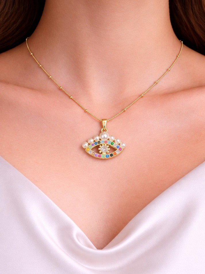 Rainbow Nazar Pearl Necklace π§Ώπ