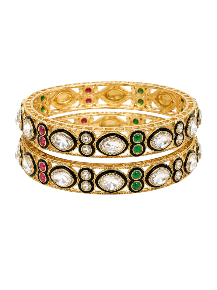 Zareen Kundan Noir Bangles