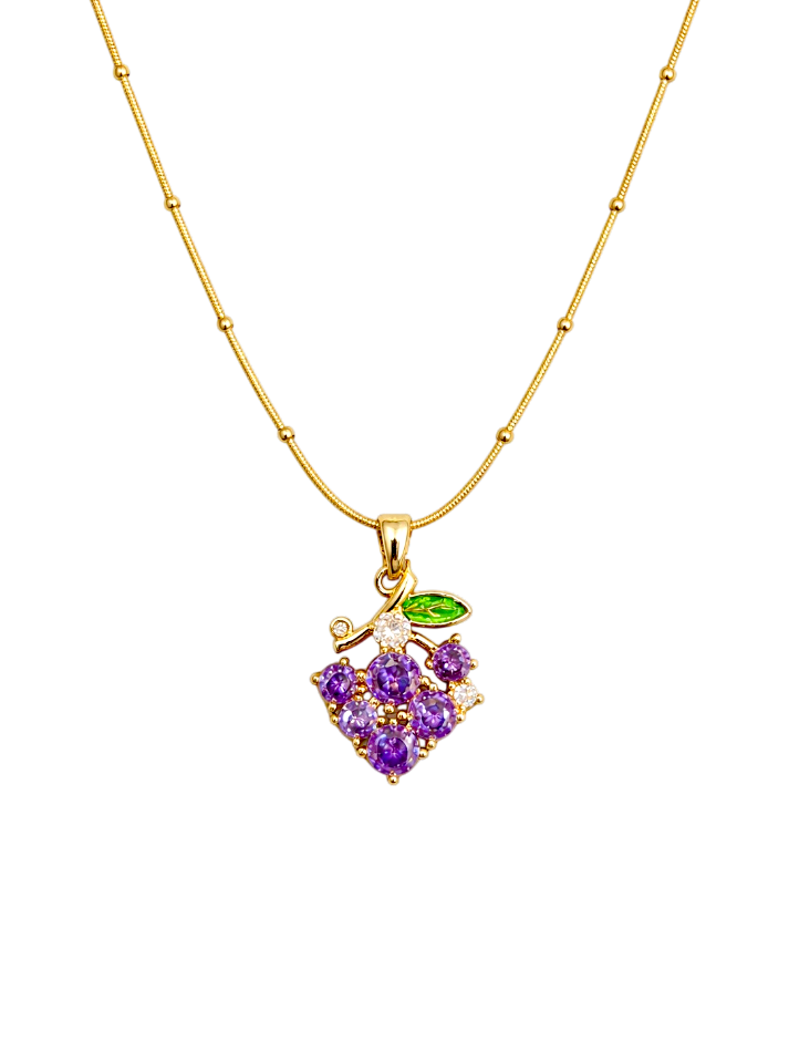 Amethyst Grape Charm Necklace πβ¨