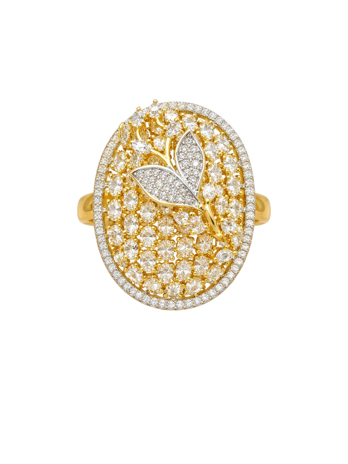 Aurelle Leaf Halo Ring