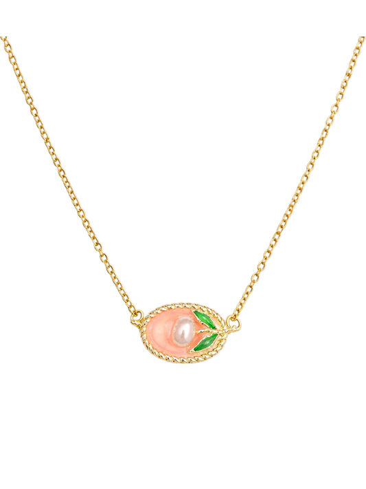 Peach Pearl Charm Necklace