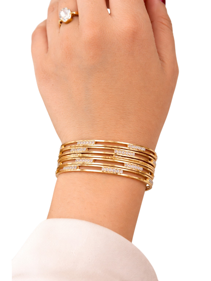 Aurelle Crystal Stack Bangles