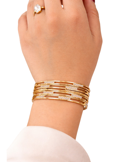 Aurelle Crystal Stack Bangles