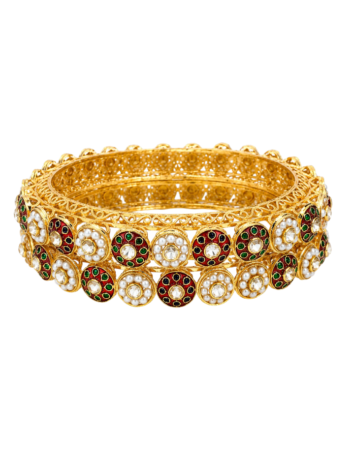 Mehrunisa Polki Pearl Bangles