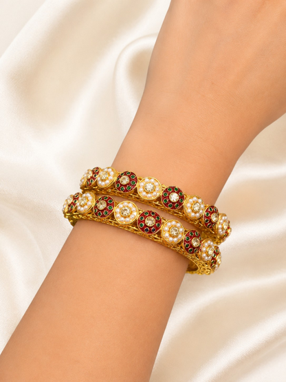 Mehrunisa Polki Pearl Bangles