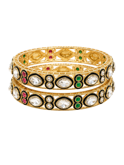 Zareen Kundan Noir Bangles
