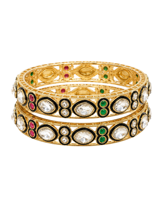 Zareen Kundan Noir Bangles