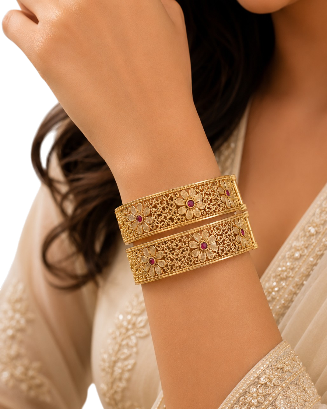 Meher Floral Filigree Kada