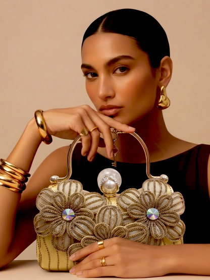 Luxe Champagne Bloom Handbag