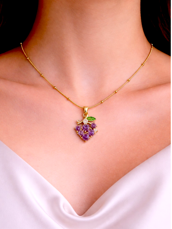 Amethyst Grape Charm Necklace 🍇✨