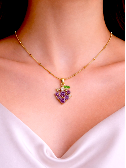 Amethyst Grape Charm Necklace 🍇✨