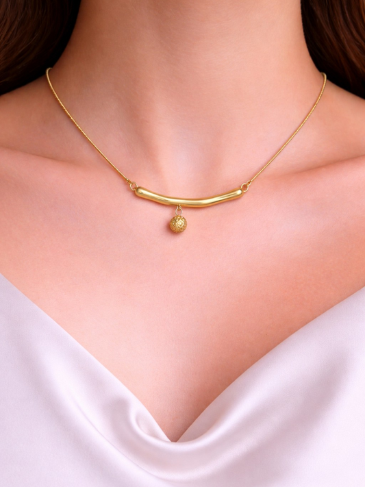 Golden Arc Dangling Necklace