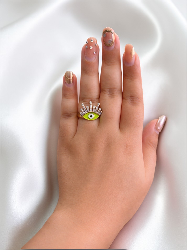 LIME LUXE EVIL EYE RING